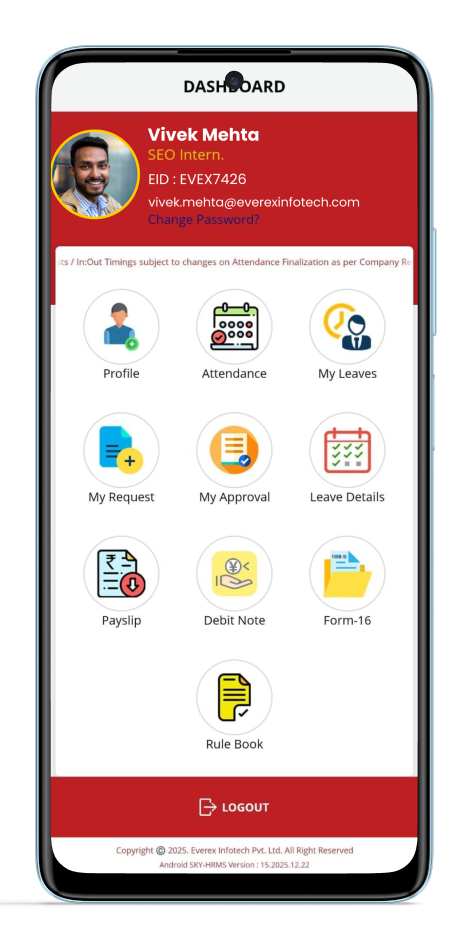 SkyERP HRM mobile app
